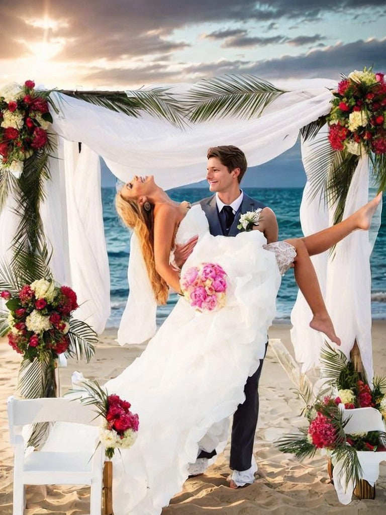 A-Line/Princess Sweetheart Asymmetrical Sleeveless Organza Wedding Dresses Bridal Gowns