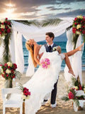 A-Line/Princess Sweetheart Asymmetrical Sleeveless Organza Wedding Dresses Bridal Gowns