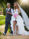 A-Line/Princess Sweetheart Asymmetrical Sleeveless Organza Wedding Dresses Bridal Gowns