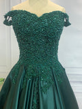 Ballkleid Off-the-Shoulder Ärmellos Bodenlang Spitze Satin Kleider Ball Abend Quinceanera Kleid