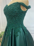 Ballkleid Off-the-Shoulder Ärmellos Bodenlang Spitze Satin Kleider Ball Abend Quinceanera Kleid