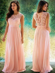 A-Line/Princess Scoop Sleeveless Applique Floor-Length Chiffon Dresses Evening Dress
