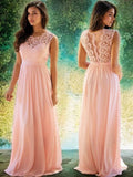 A-Line/Princess Scoop Sleeveless Applique Floor-Length Chiffon Dresses Evening Dress