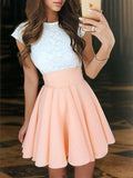 Vestido de cóctel de gasa corto/mini sin mangas con encaje, corte princesa, joya, para fiesta de graduación y regreso a casa