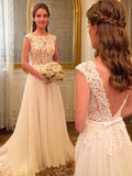 A-Linie/Princess-Linie Chiffon U-Ausschnitt Sweep/Pinsel zug Ärmellos Brautkleider