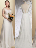 A-Linie/Princess-Linie Chiffon U-Ausschnitt Ärmellos Sweep/Pinsel zug Brautkleider