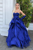 A Line Sweetheart Black Long Prom Dress with Beading