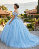 Quinceanera Dress Princess Short Sleeve Ball Gown Sequins Party Dresses