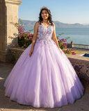Princess Flowers Lavender Flowers Quinceanera Dresses Ball Gown