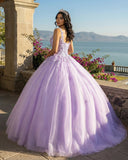 Princess Flowers Lavender Flowers Quinceanera Dresses Ball Gown