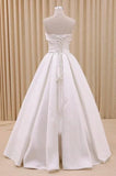 Gown Corset Strapless Floor Length Wedding Dress with Delicate Bow Belt