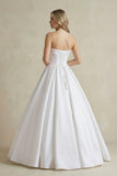Gown Corset Strapless Floor Length Wedding Dress with Delicate Bow Belt