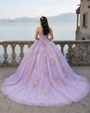 Princess Off the Shoulder Appliques Chapel Train Quinceanera Dresses