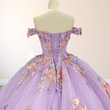 Princess Off the Shoulder Appliques Chapel Train Quinceanera Dresses