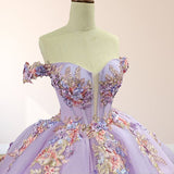 Princess Off the Shoulder Appliques Chapel Train Quinceanera Dresses
