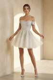 Lace White Appliques A-Line Short Wedding Dress