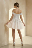 Lace White Appliques A-Line Short Wedding Dress