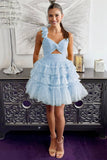 Princess Yellow One Shoulder Knotted Ruffle Short Party Dress