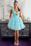 Princess Yellow One Shoulder Knotted Ruffle Short Party Dress