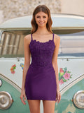 Bodycon Satin Double Straps Keyhole Back Homecoming Dress