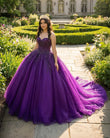 Purple Organza A Line Sweetheart Quinceanera Dresses
