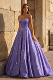 Yellow Strapless A Line Satin Long Prom Dresses With Beading