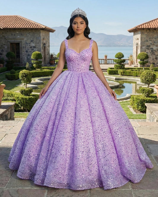 Purple Sweetheart Sequined Evening Party Dress