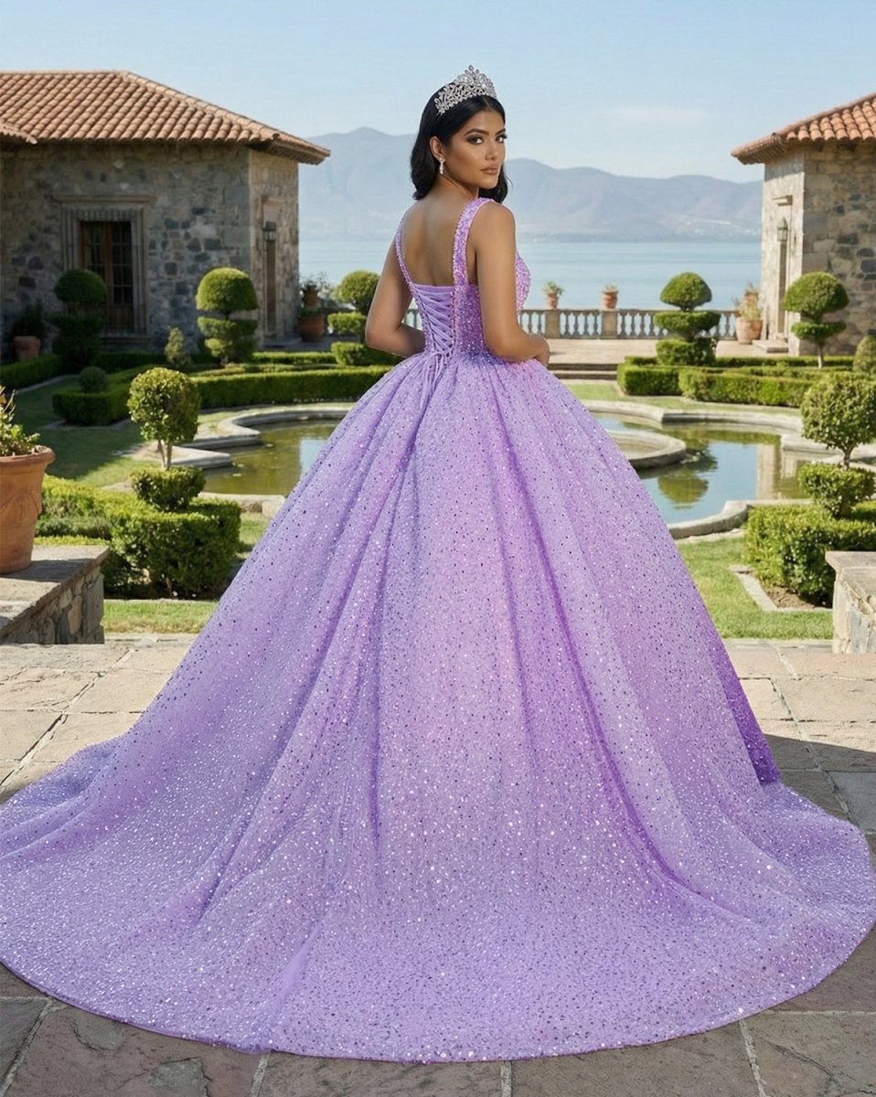 Purple Sweetheart Sequined Evening Party Dress