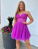 A-line Appliques Corset Homecoming Dress