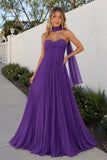 A Line Light Pink Sweetheart Chiffon Long Prom Dress