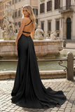 Yellow Mermaid Halter Satin Prom Dresses With Tail Evening Dress