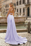 Yellow Mermaid Halter Satin Prom Dresses With Tail Evening Dress