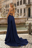 Yellow Mermaid Halter Satin Prom Dresses With Tail Evening Dress