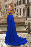 Yellow Mermaid Halter Satin Prom Dresses With Tail Evening Dress