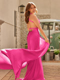 Yellow Mermaid Halter Satin Prom Dresses With Tail Evening Dress