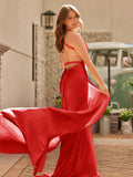 Yellow Mermaid Halter Satin Prom Dresses With Tail Evening Dress