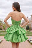 Lime Green - Strapless Sequins A-Line Homecoming Dress With Bow