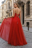 A-Line Sweetheart Beads Empire-Waist Sleeveless Prom Dress With Slit