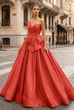 One Shoulder Satin A Line Prom Dress With Bow