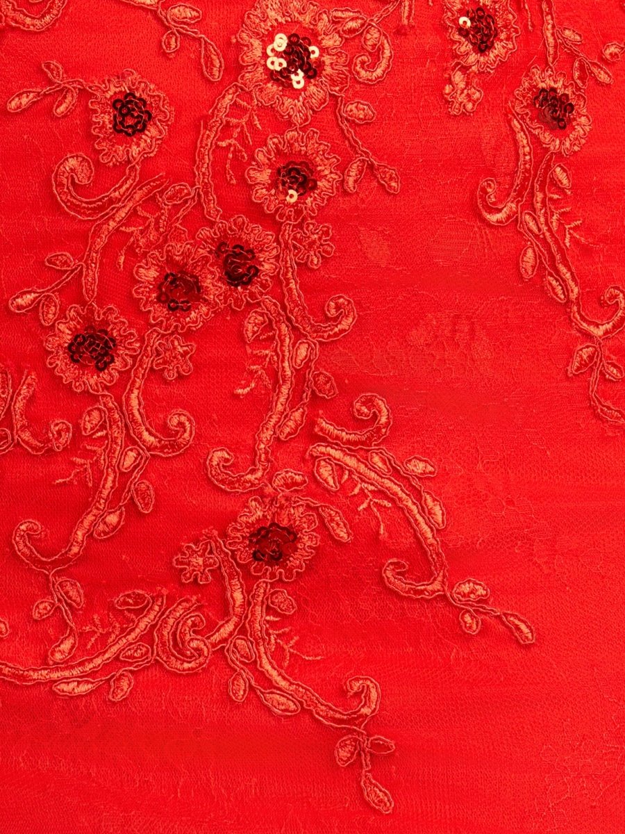 Red Sheath Beaded Flowers Homecoming Dress