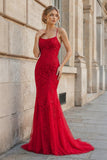 Mermaid Spaghetti Straps Lace Prom Dress