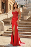 Sheath Strapless Sweetheart Long Prom Dress with Slit