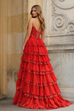 Sky Blue Sweetheart A Line Sequined Lace Ruffled Long Prom Dresses With Appliques