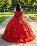 Red Sweetheart Quinceanera Dresses with Long Sleeves