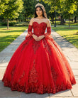 Red Sweetheart Quinceanera Dresses with Long Sleeves