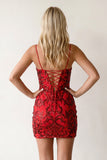 Royal Blue V Neck Bodycon Mini Party Dresses with Sequins Appliques