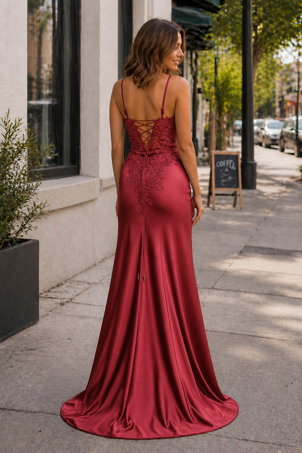 Sheath Black Long Appliques Prom Dress