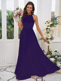 A-Line/Princess Chiffon Ruffles Halter Sleeveless Floor-Length Bridesmaid Dresses Evening Dress