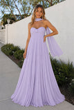 A Line Light Pink Sweetheart Chiffon Long Prom Dress