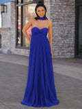 A Line Light Pink Sweetheart Chiffon Long Prom Dress